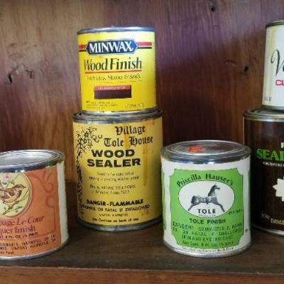 LOT #419: Group of Vintage WOOD Finish Products (Most 1/2 full WOOD SEALER FULL)