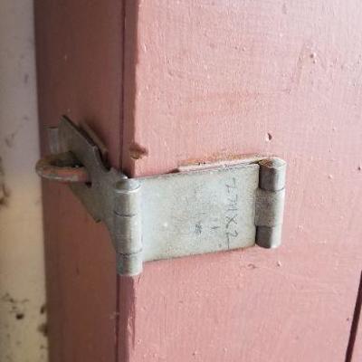 LOT #425: Vintage Red Wood Storage Cabinet w/ Latch feature