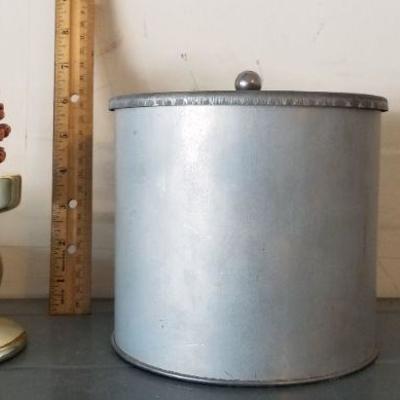 LOT #441: Vintage Metal Canister, Made in Italy Candle Holder and Unused Pinecone Holiday Candle