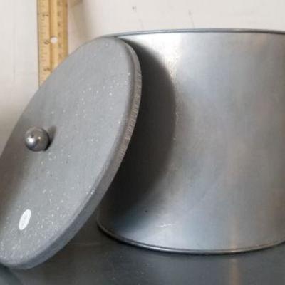 LOT #441: Vintage Metal Canister, Made in Italy Candle Holder and Unused Pinecone Holiday Candle