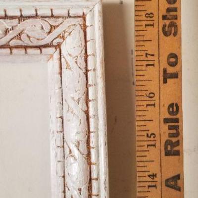 LOT #450: Vintage White Carved Wood Frame 18.5"