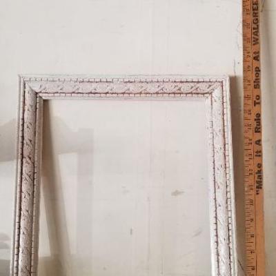LOT #450: Vintage White Carved Wood Frame 18.5"