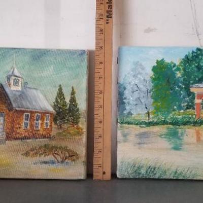 LOT #453: (2) Vintage Handpainted Original Art Selections