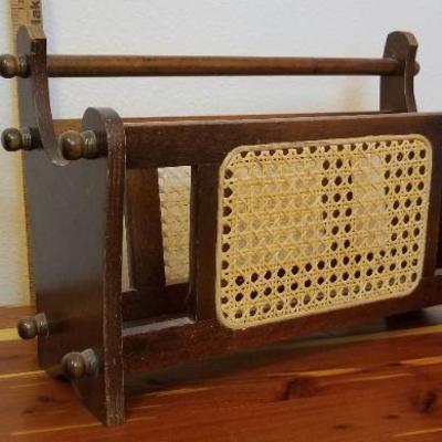 LOT #458: Vintage Woven Wicker Deco Magazine Paper Rack 