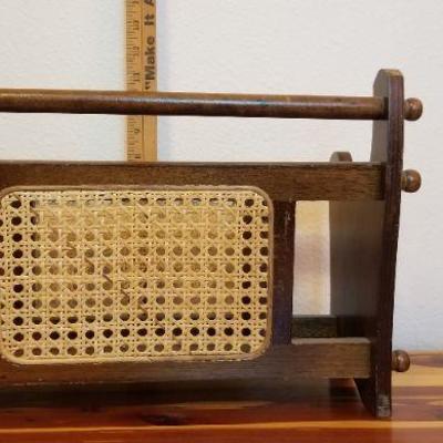 LOT #458: Vintage Woven Wicker Deco Magazine Paper Rack 