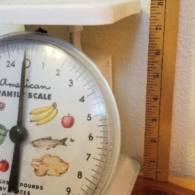 LOT #459: Vintage AMERICAN FAMILY SCALE Weight Scale w/ Food MotÃ­f