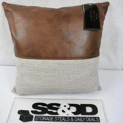 MoDRN Industrial Mixed Material Decorative Throw Pillow, 16