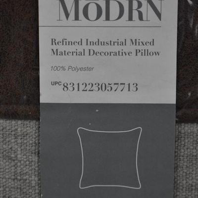 MoDRN Industrial Mixed Material Decorative Throw Pillow, 16