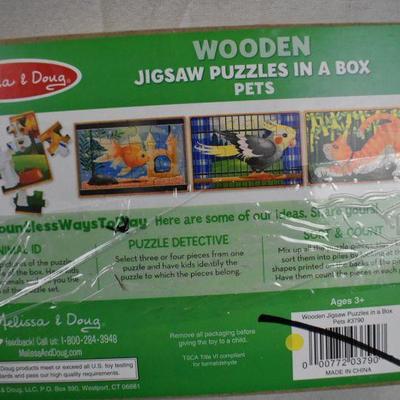 Melissa & Doug Wooden Jigsaw Puzzles in a Box - Pets - Missing 1 piece
