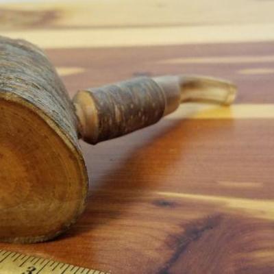 LOT #490:Vintage Polished Natural Wood Bark Design Pipe Unused