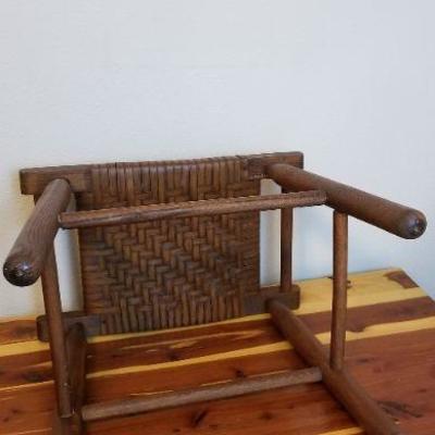 LOT #508: Vintage Dark Wicker Wood Stool