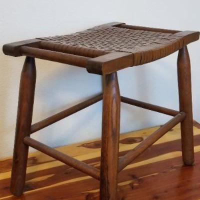 LOT #508: Vintage Dark Wicker Wood Stool