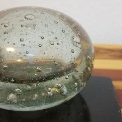 LOT #513: Marble Stand and Bubble Glass Sculpture