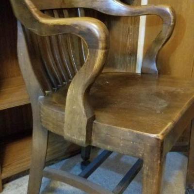 LOT #522; Vintage Brown Wood Office Chair Mid Century Modern #1