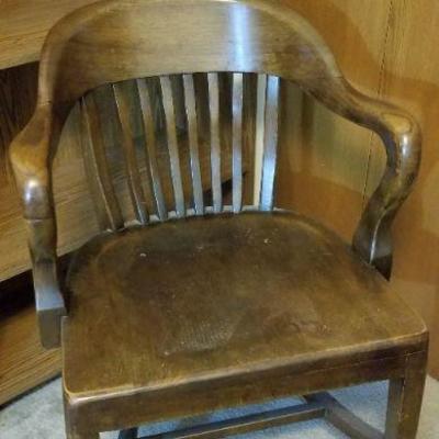 LOT #522; Vintage Brown Wood Office Chair Mid Century Modern #1