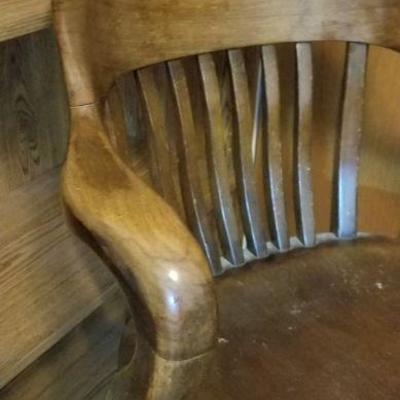 LOT #522; Vintage Brown Wood Office Chair Mid Century Modern #1