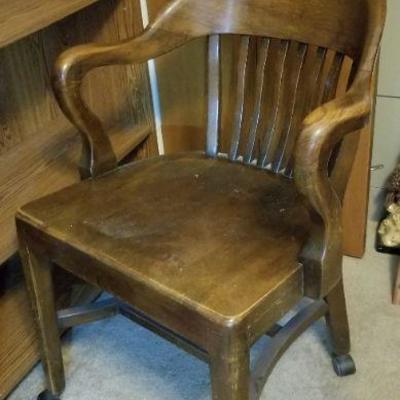 LOT #522; Vintage Brown Wood Office Chair Mid Century Modern #1