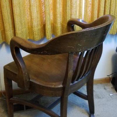 LOT #523: Vintage Brown Wooden Office Chair Mid Century Modern #2