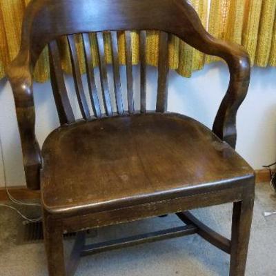 LOT #523: Vintage Brown Wooden Office Chair Mid Century Modern #2