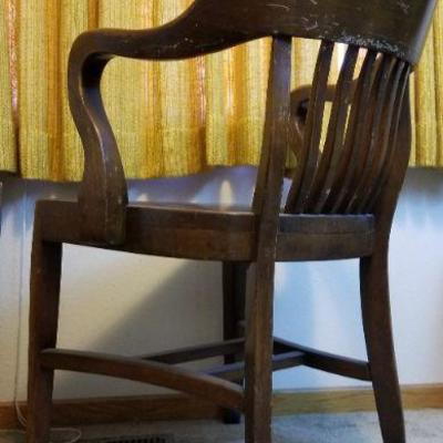 LOT #523: Vintage Brown Wooden Office Chair Mid Century Modern #2