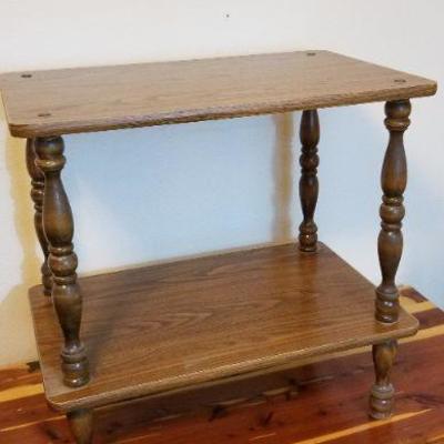 LOT #525: Vintage Brown Spindle Leg Shelf