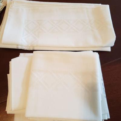 Lot 565:  Handmade Lace Tablecloth & 1 white Vintage Tablecloth, Napkins