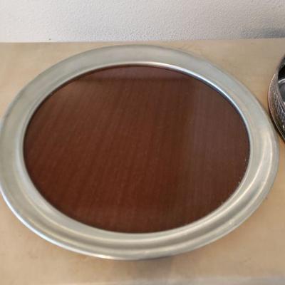 Lot 571: Mid Century (2) Bar Trays, Pitcher and Glassware 