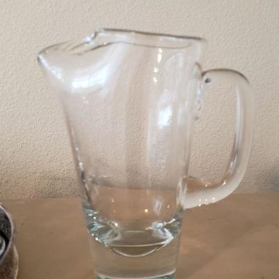 Lot 571: Mid Century (2) Bar Trays, Pitcher and Glassware 