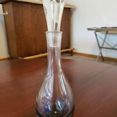 Lot 575: Murano Paperweight, Mid Century Atomic Blue Dish, Blenko? Decanter 