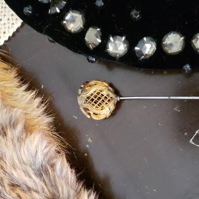 Lot 584: Vintage Fur, Rhinestone, Feather, Ect. HATS and Hat Pin