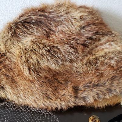 Lot 584: Vintage Fur, Rhinestone, Feather, Ect. HATS and Hat Pin