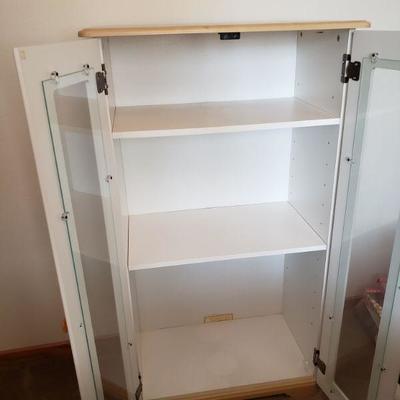 Lot 608: White Cabinet with Double Doors ( 27" Ã— 15" Ã— 48" )
