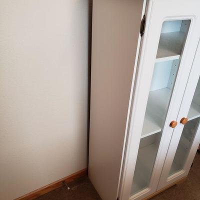 Lot 608: White Cabinet with Double Doors ( 27" Ã— 15" Ã— 48" )