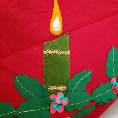 Lot 611: Large Handmade Mid Century Christmas Tablecloth 