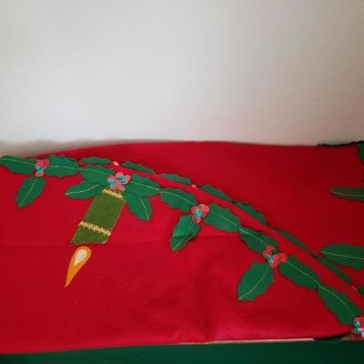 Lot 611: Large Handmade Mid Century Christmas Tablecloth 