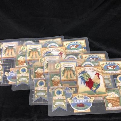 Set of 4 Farmhouse Rooster Plastic Placemats