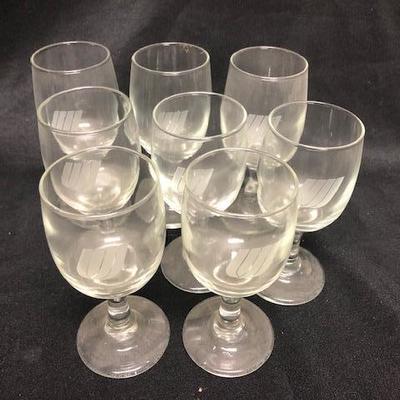 Set of 8 Vintage United Airlines Wine Goblets Water Glasses