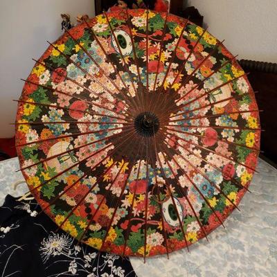 Lot 624: Asian Clothing & Child's Umbrella 