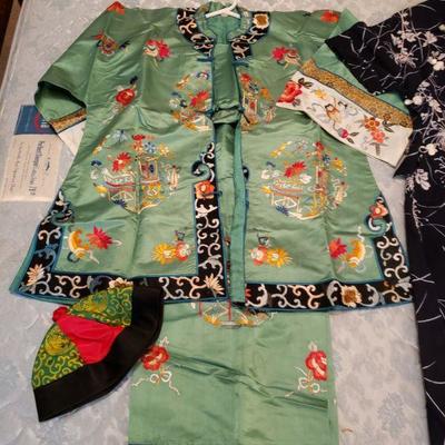 Lot 624: Asian Clothing & Child's Umbrella 