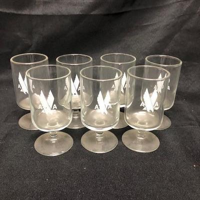 Set of 7 Vintage American Airlines Water Glasses Wine Goblets