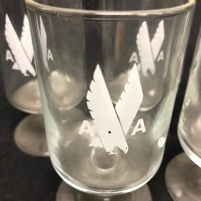 Set of 7 Vintage American Airlines Water Glasses Wine Goblets