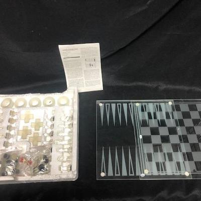 Glass Backgammon & Chess Set