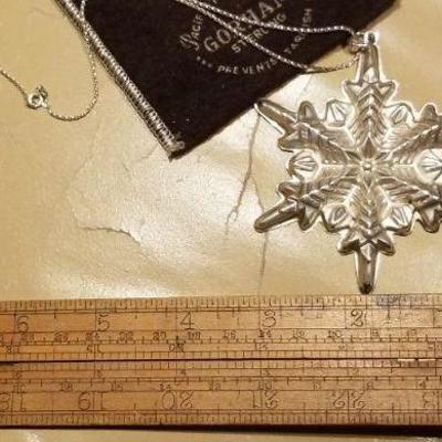 LOT #635: GORHAM Vintage Sterling Silver Ornament w/ Sterling Silver Necklace 