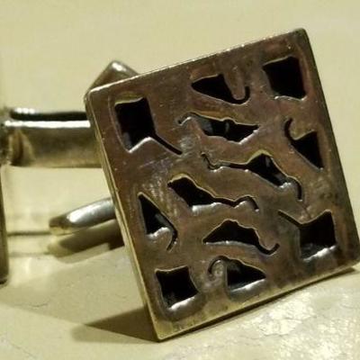 LOT #640: Mid Century Modern 925 Sterling Silver Cufflinks