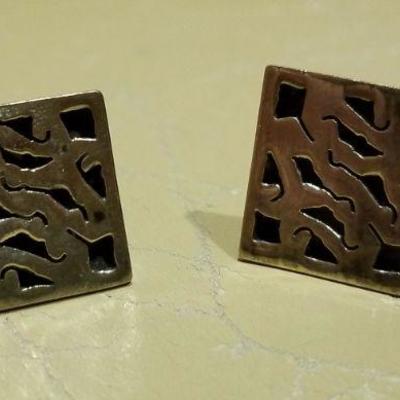 LOT #640: Mid Century Modern 925 Sterling Silver Cufflinks