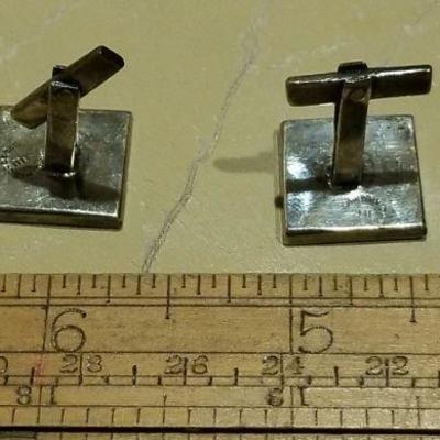 LOT #640: Mid Century Modern 925 Sterling Silver Cufflinks