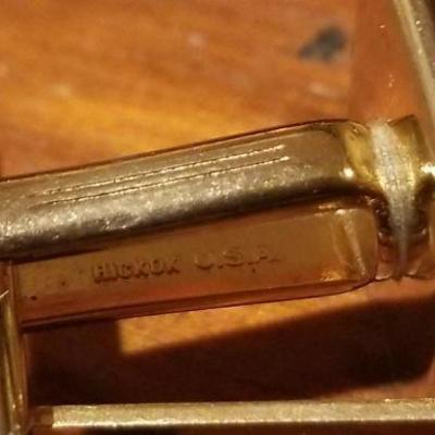 LOT #649: Men's Cufflink and Tie Bar Gold/Black Dress Set