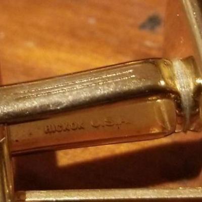 LOT #649: Men's Cufflink and Tie Bar Gold/Black Dress Set