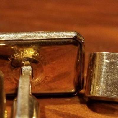 LOT #649: Men's Cufflink and Tie Bar Gold/Black Dress Set