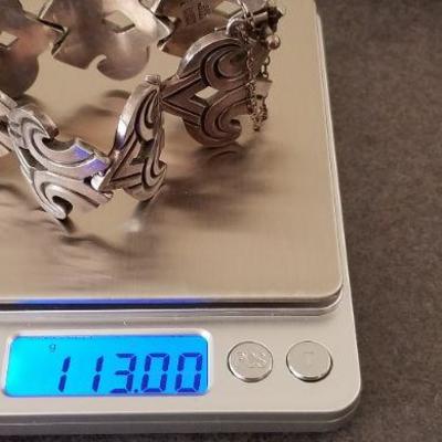 LOT #658: Vintage TAXCO 7" Signed RANCHO ALEGRE Sterling Silver Bracelet